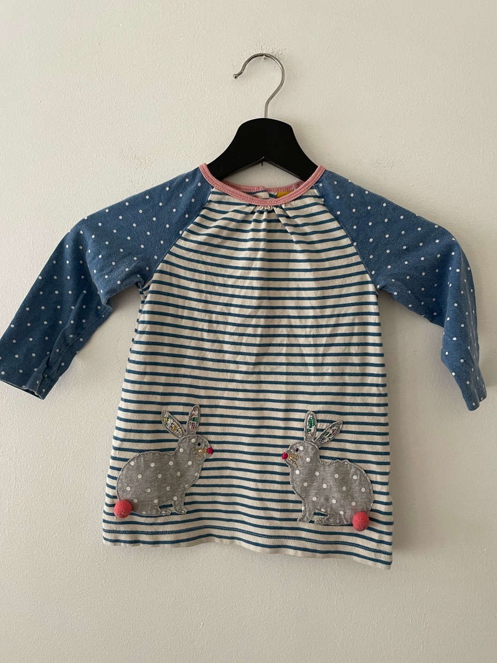 Baby Boden Bunny Long Sleeve Dress Size 12-18M